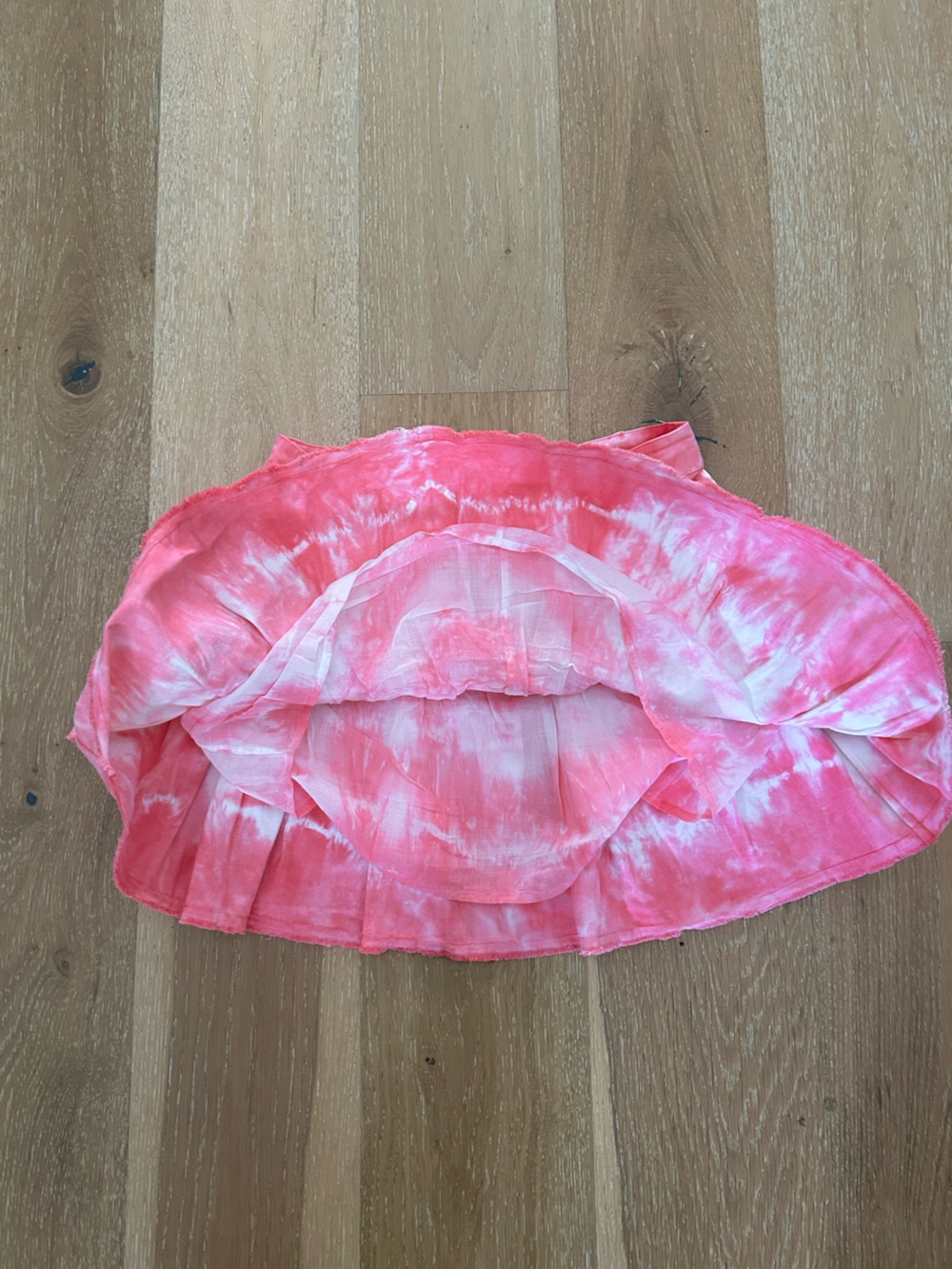 LoveShackFancy Coral Pink Tie-Dye Ruffle Mini Skirt - Picture 8 of 10